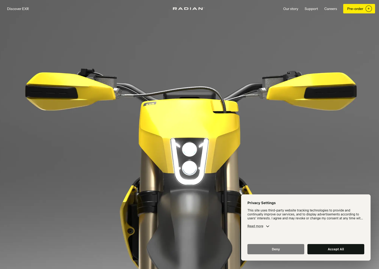 Radian | Electric Enduro Motorcycle | Pre-Order Now — website design on Landdding