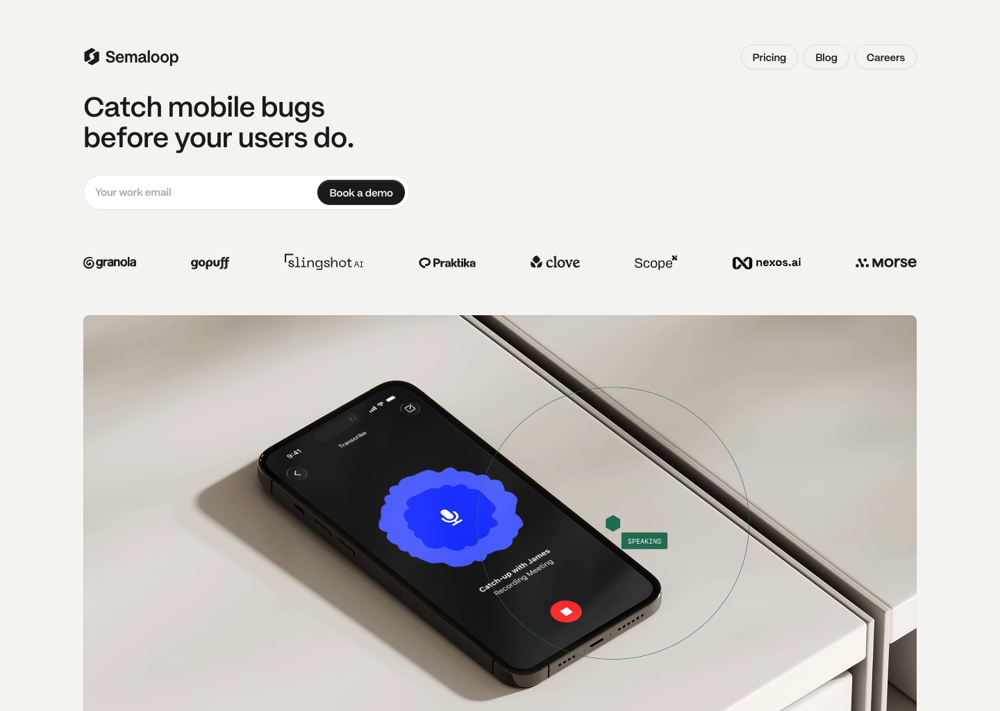 Semaloop – Catch mobile bugs before your users do — website design on Landdding