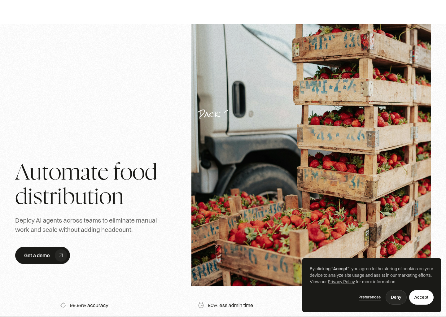 Automate Food Distribution with AI Agents | Burnt — website design on Landdding