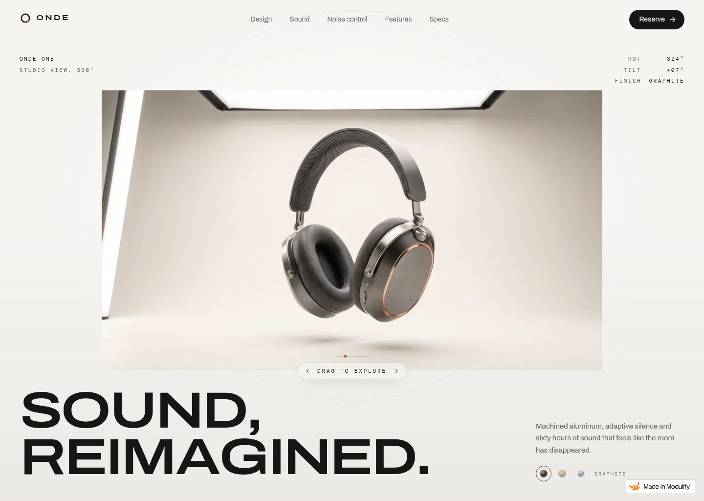 Onde One — website design on Landdding