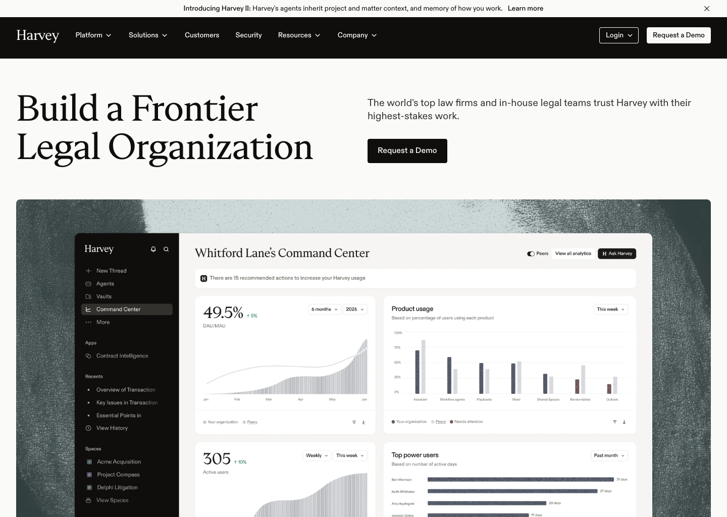 Harvey | AI software for legal and professional services — website design on Landdding