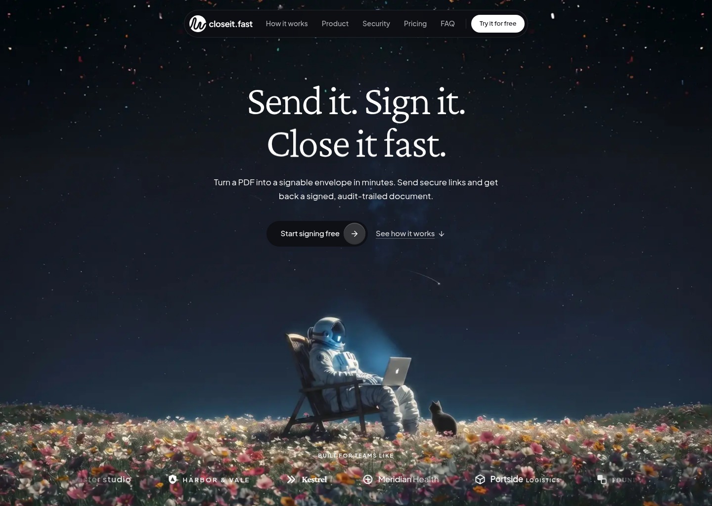 Send documents for electronic signature - closeit.fast — website design on Landdding