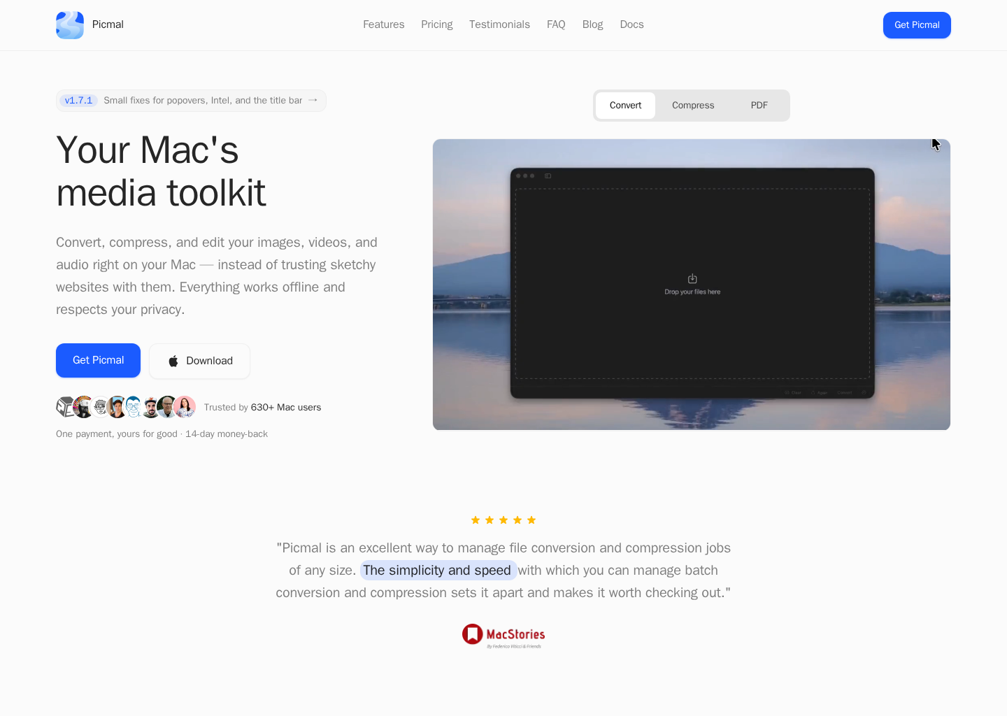 Convert, Compress & Create Media on Mac | Picmal — website design on Landdding