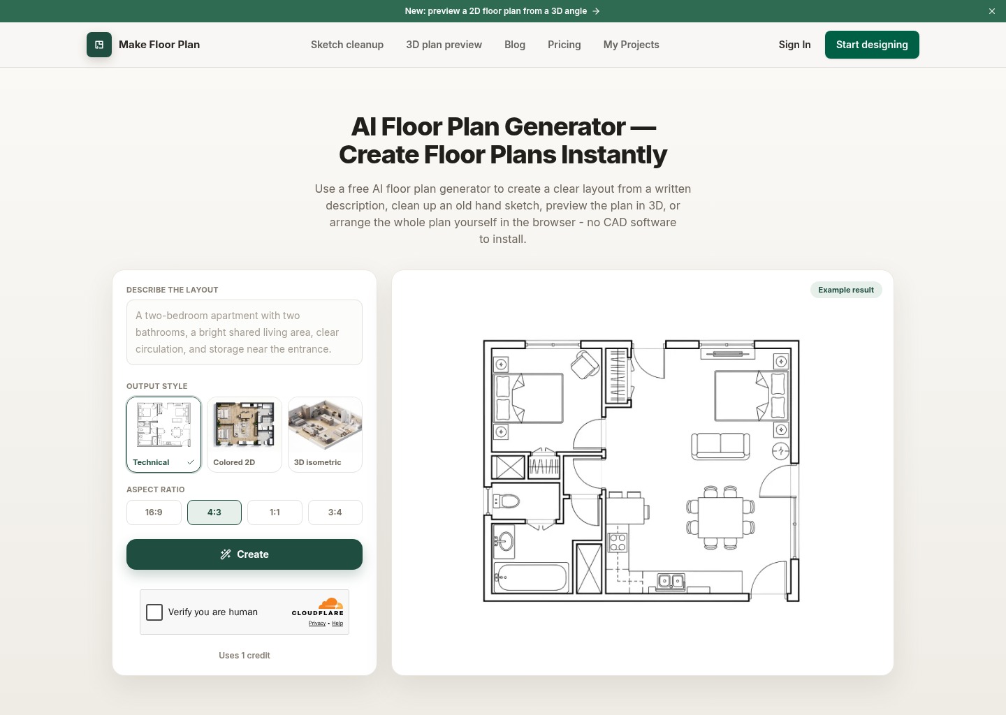 Make Floor Plan — AI-Assisted Layout Workspace — website design on Landdding