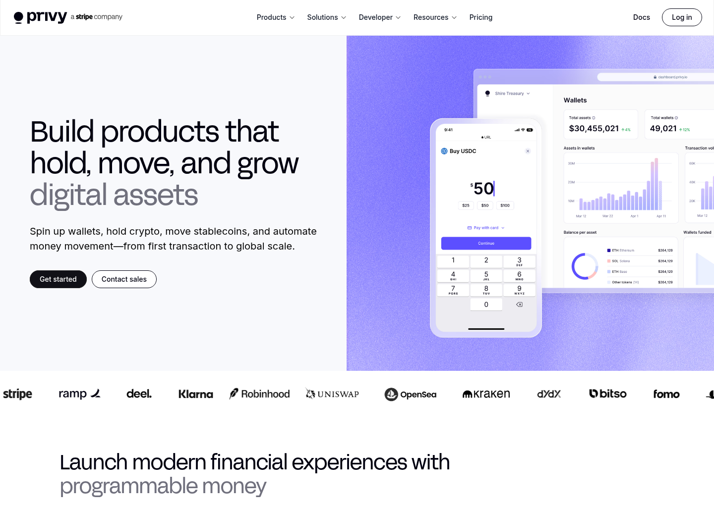 Privy - Digital asset infrastructure for global financial products — website design on Landdding