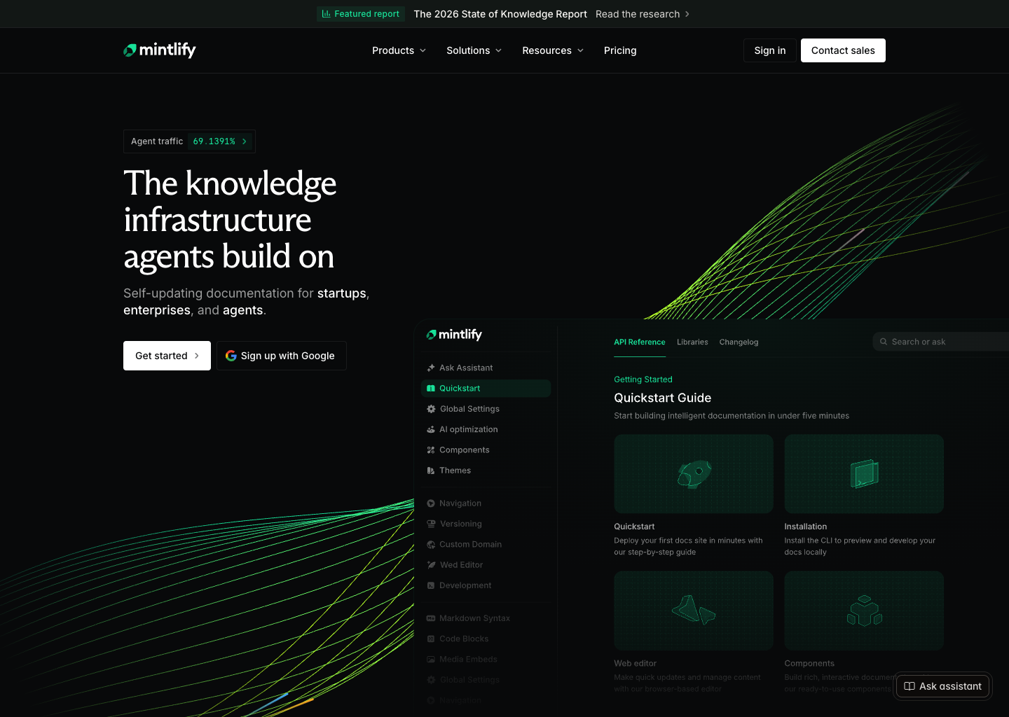 Mintlify - The Knowledge Platform Built for Agents — website design on Landdding