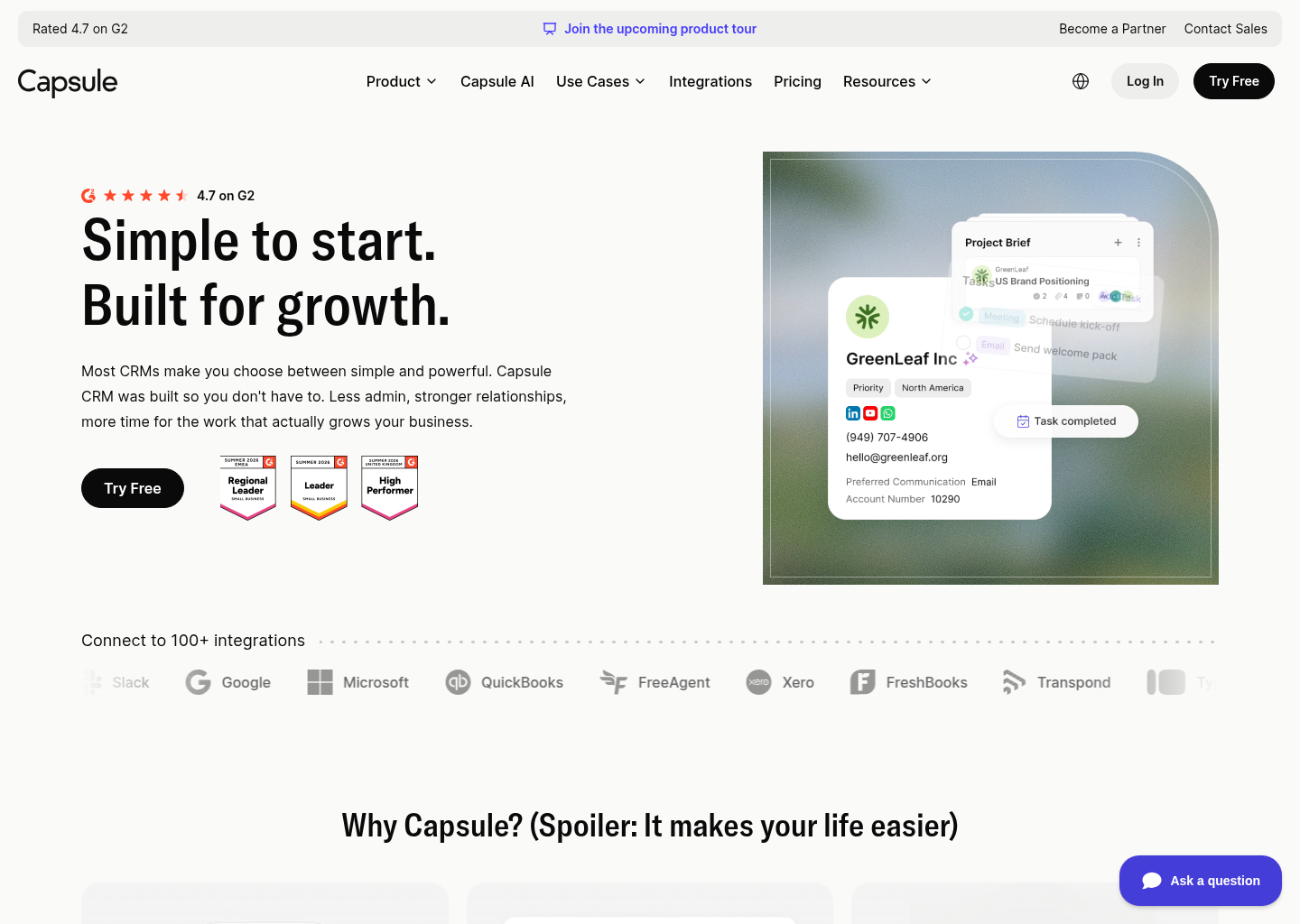 CRM Made Simple | Capsule CRM — website design on Landdding