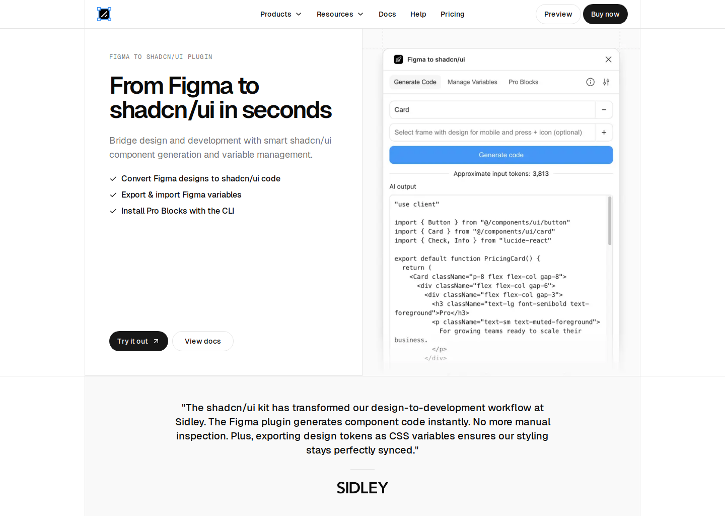 Figma to shadcn/ui Plugin | shadcndesign