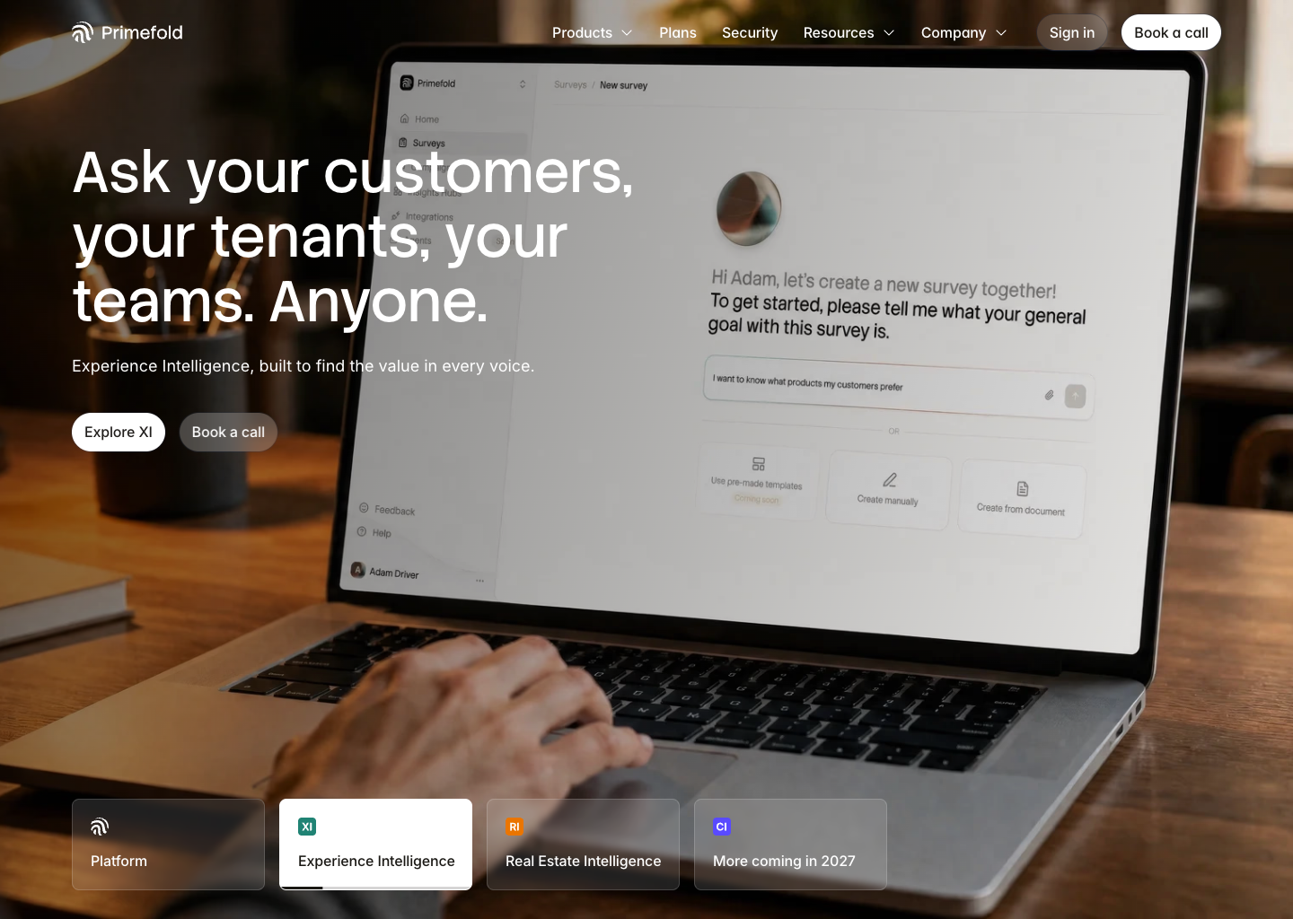 Primefold - All the layers, one intelligence — website design on Landdding