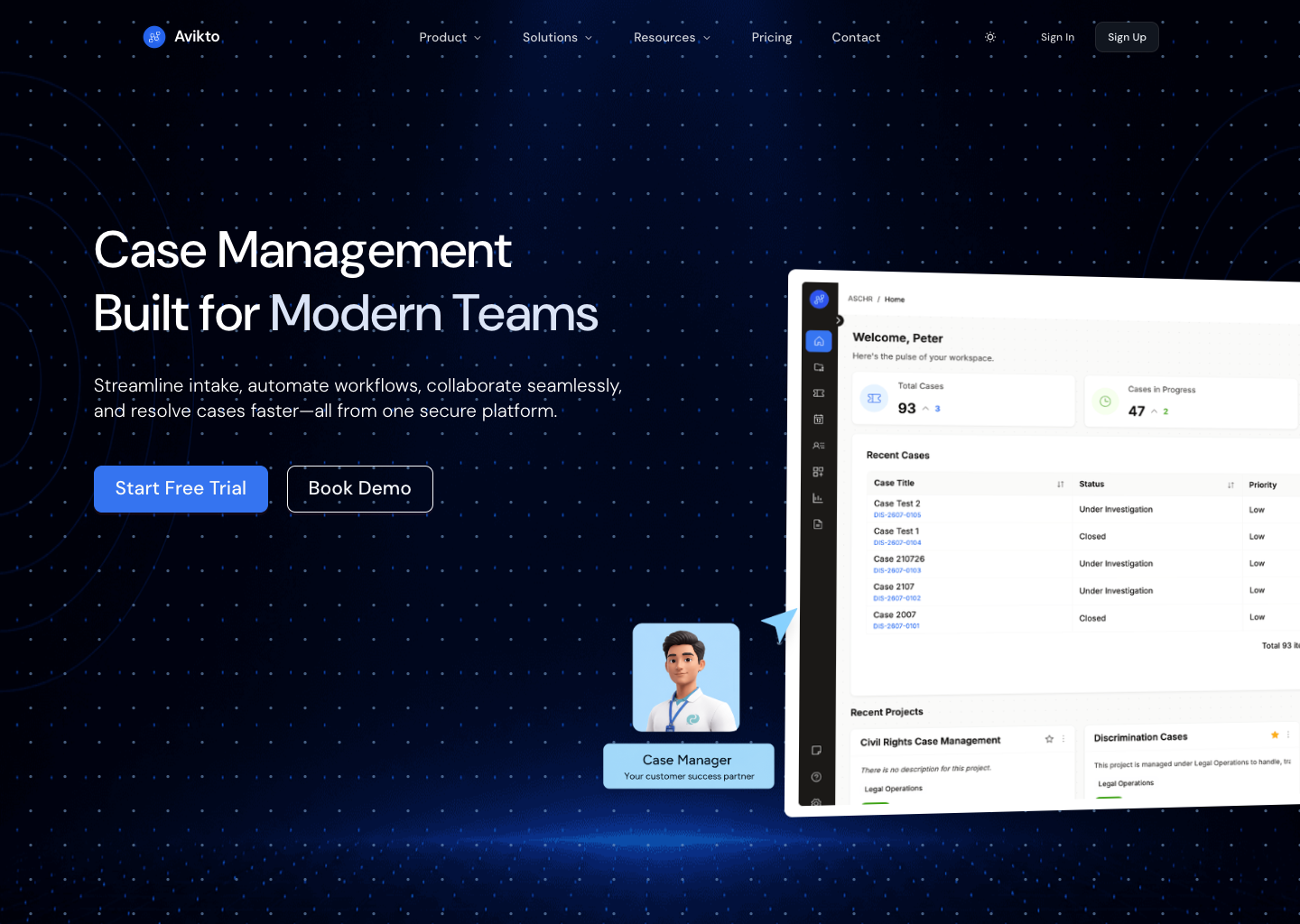 Avikto — Case Management for Regulated Teams — website design on Landdding