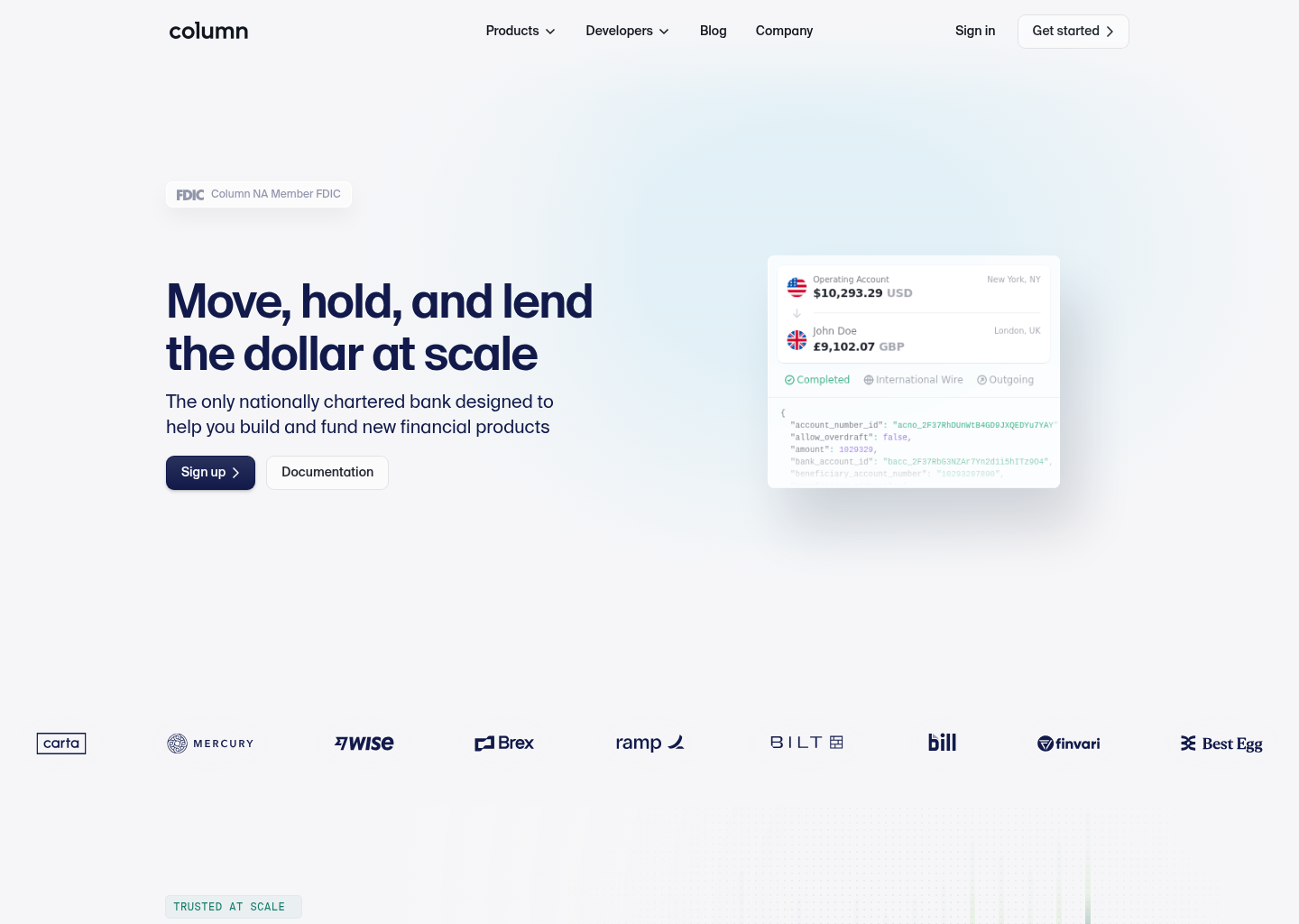 Column — website design on Landdding
