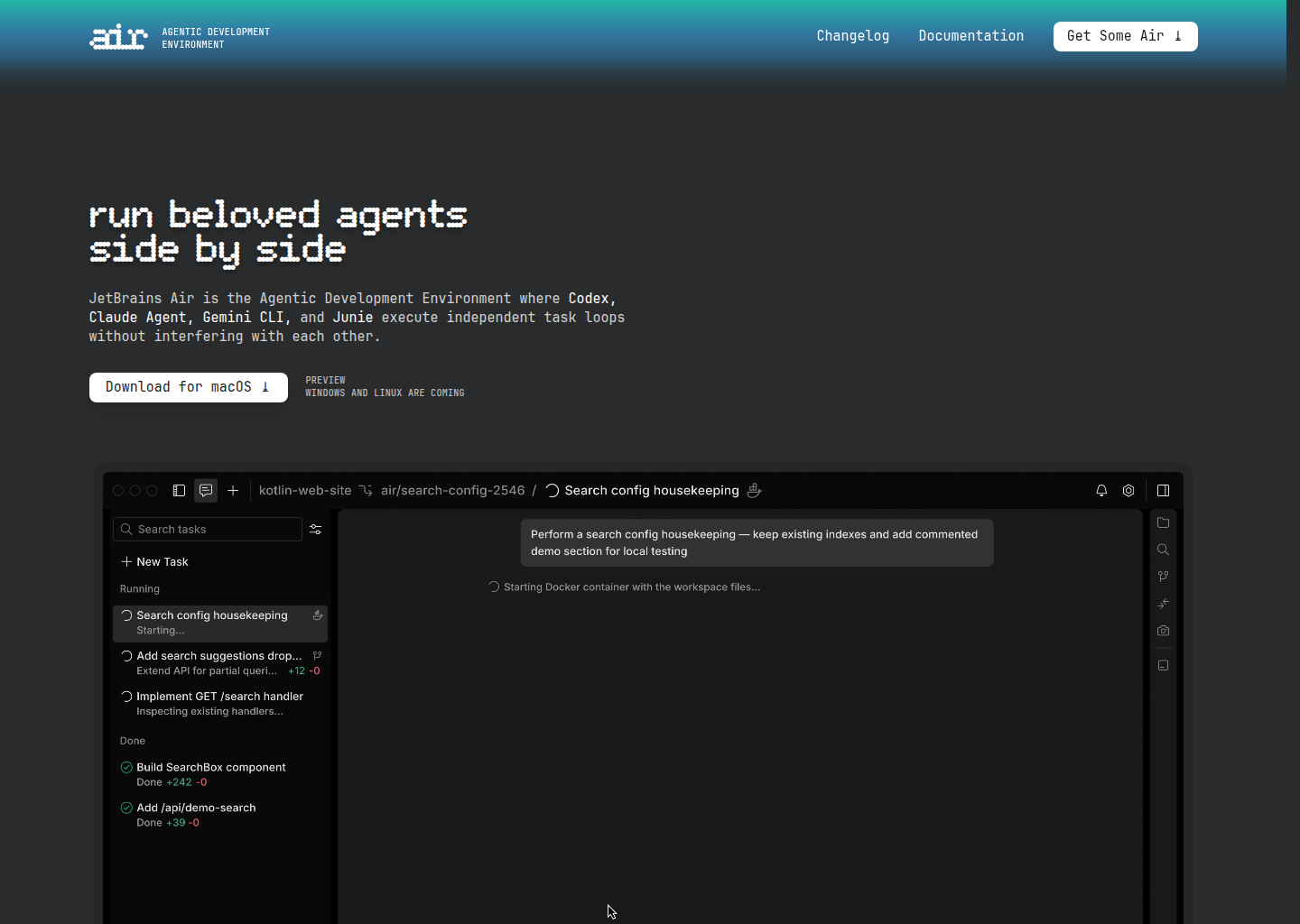 JetBrains Air — website design on Landdding