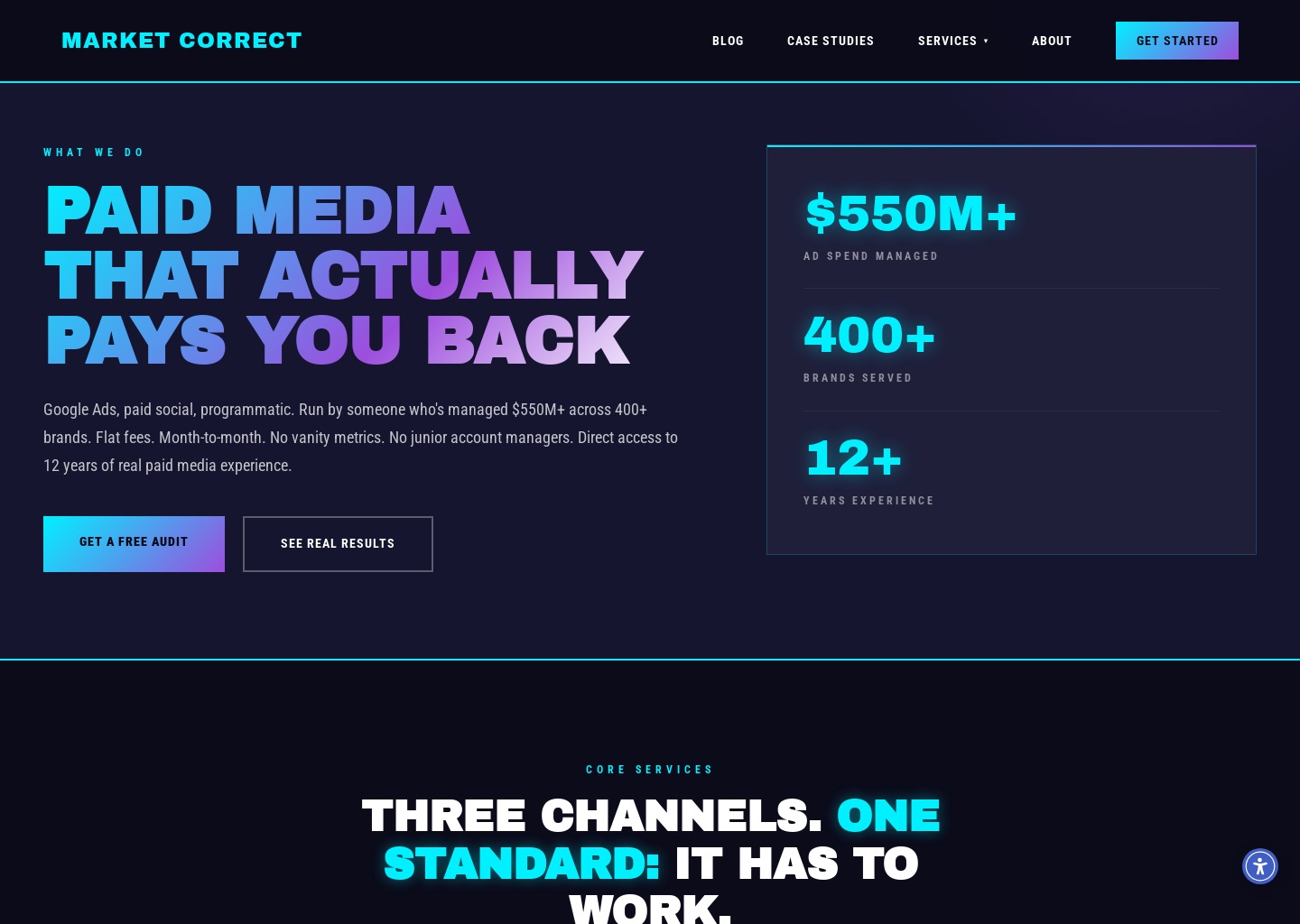 Services | Market Correct - Performance Marketing — website design on Landdding