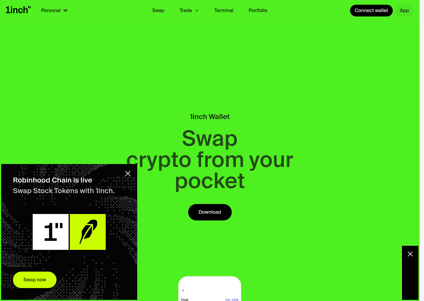 1inch Wallet | The Secure Crypto Wallet App for DeFi & Swaps — website design on Landdding