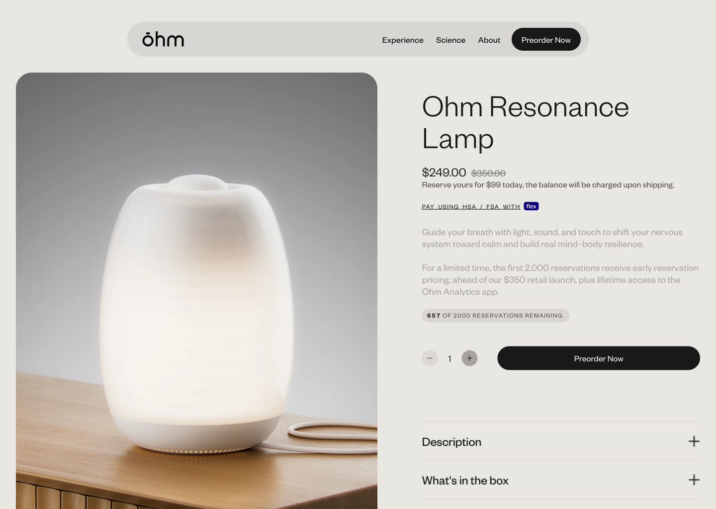 Ohm Resonance Lamp | Guided Calm Through Science &amp; Sensory Design