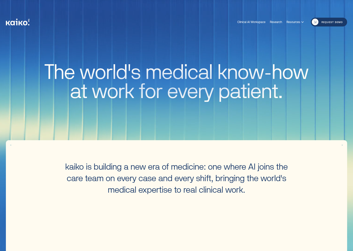 Clinical AI empowering healthcare teams | kaiko.ai — website design on Landdding
