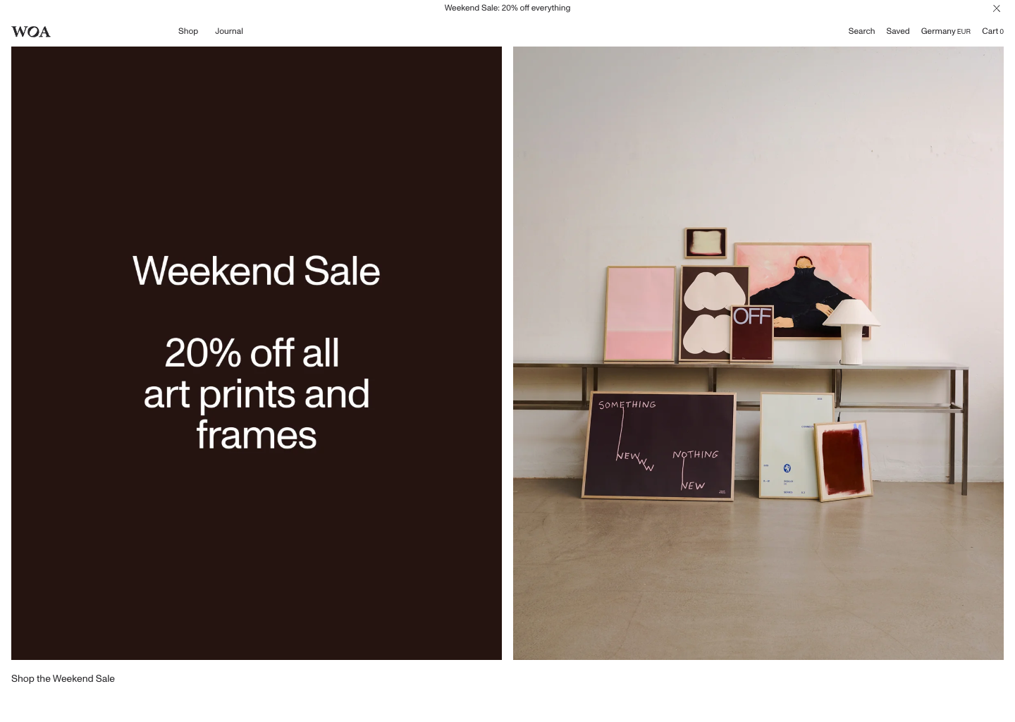 Wall of Art | Tavlor &amp; prints online av utvalda konstnärer — website design on Landdding