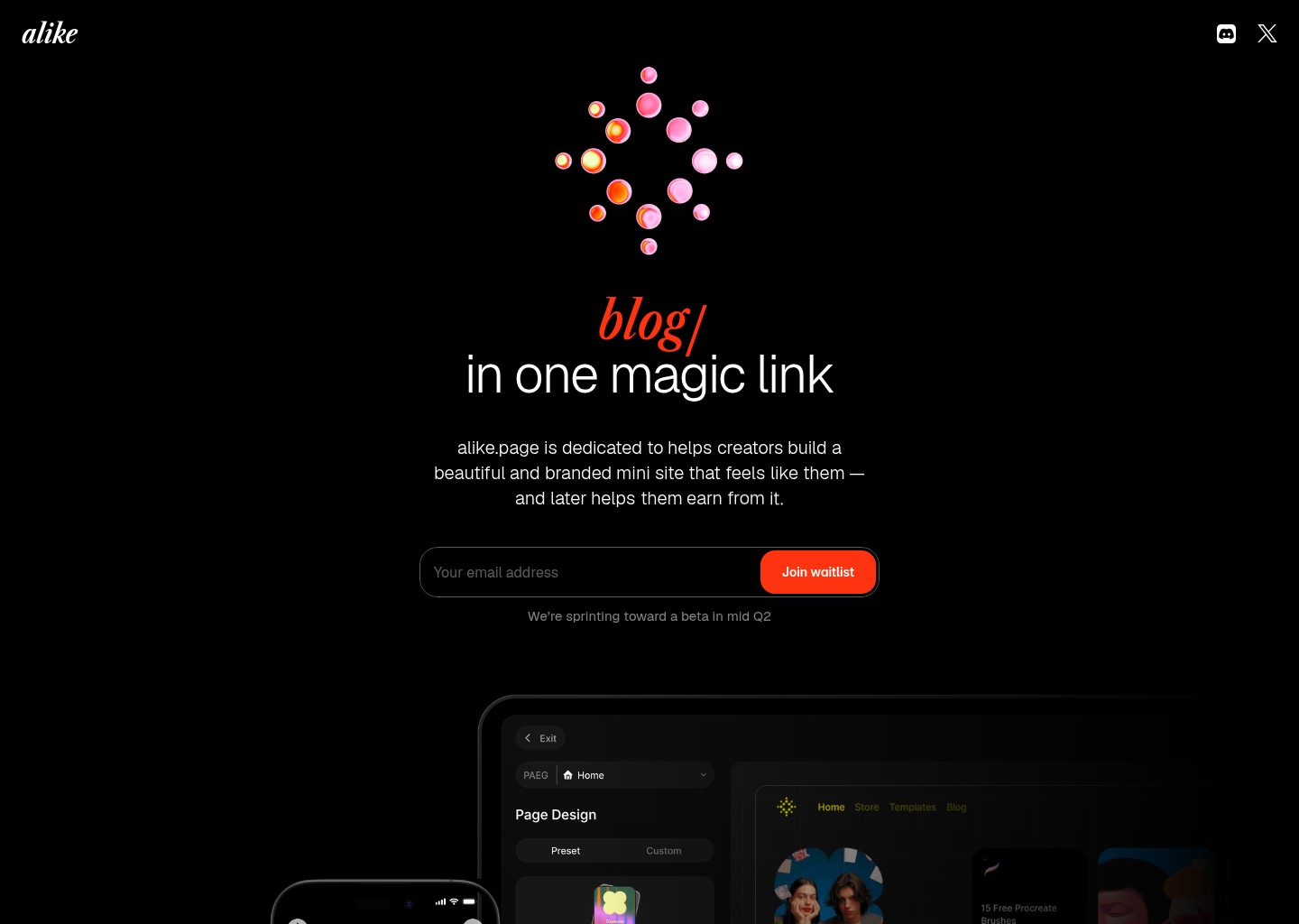 alike.page: Your personal site in one magic link | More than link-in-bio — website design on Landdding