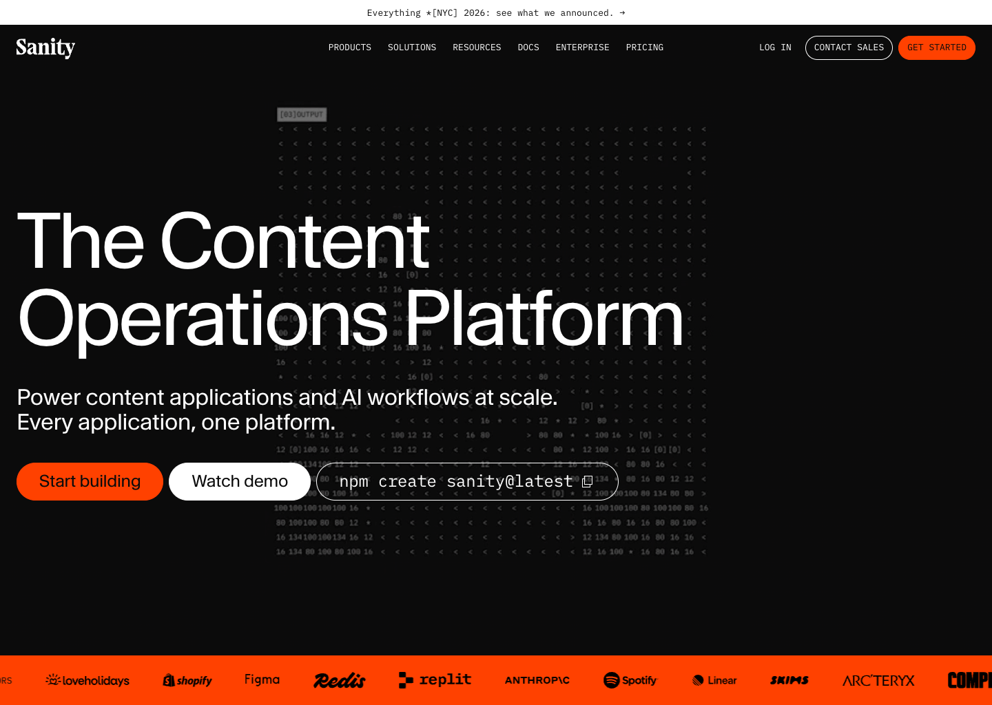 The Content Operating System for the AI era | Sanity — website design on Landdding