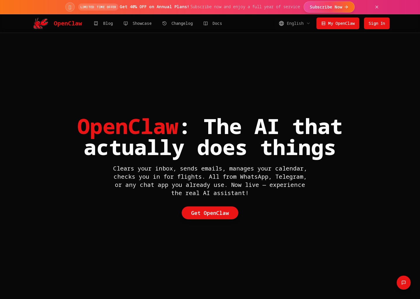 OpenClaw | The Open-Source Personal AI Assistant & Autonomous Agent — website design on Landdding