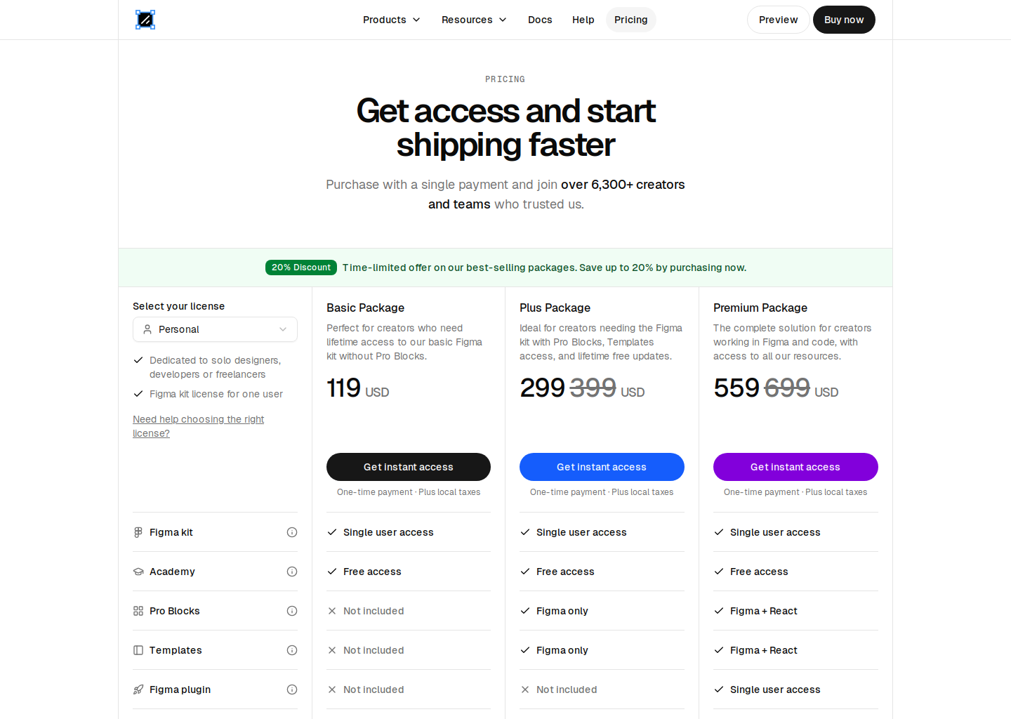 Pricing | shadcndesign