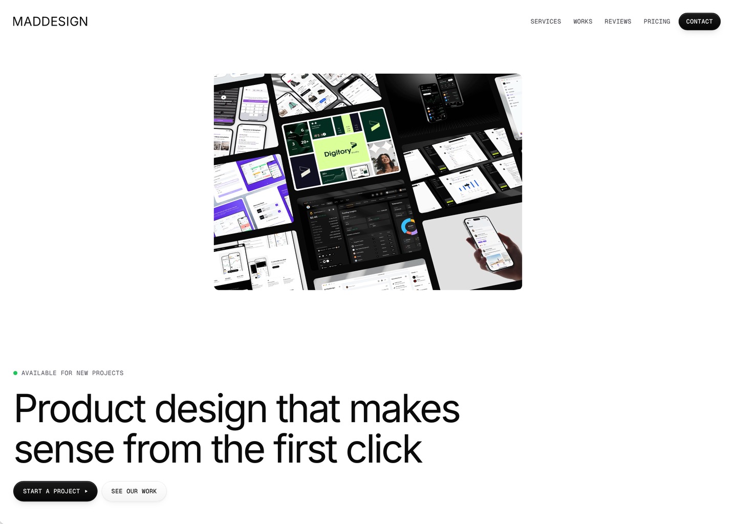 Maddesign — Product design studio for web, mobile and AI-built apps — website design on Landdding