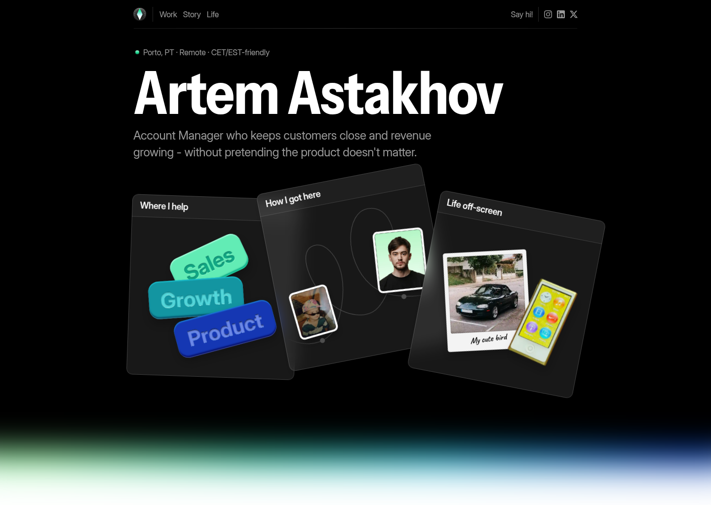 Artem Astakhov - Account Manager · Remote SaaS — website design on Landdding