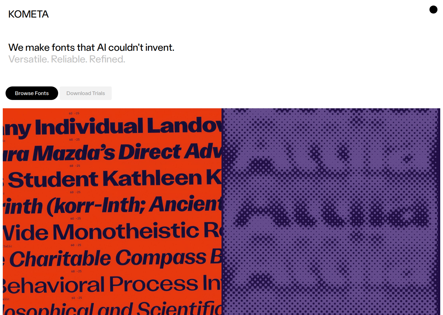 Future-Facing Fonts ● KOMETA — website design on Landdding