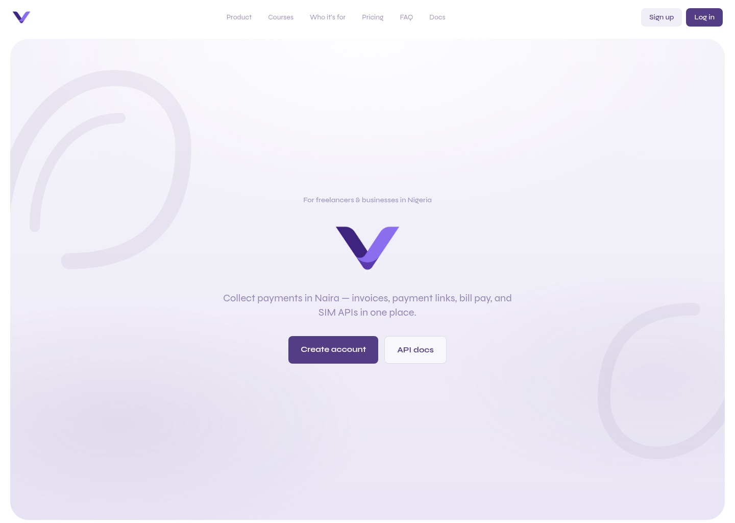 Vine — Payments for Nigeria — website design on Landdding