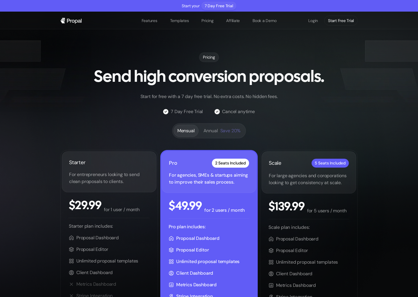 Propal Pricing: Plans from $23.99/mo | 7-Day Free Trial