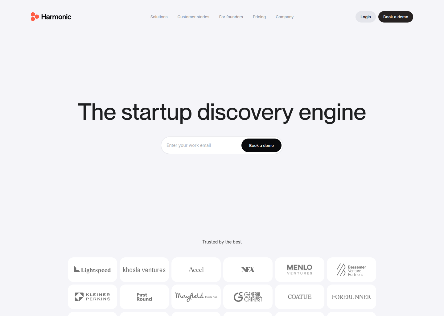 Harmonic.ai - The complete startup database — website design on Landdding