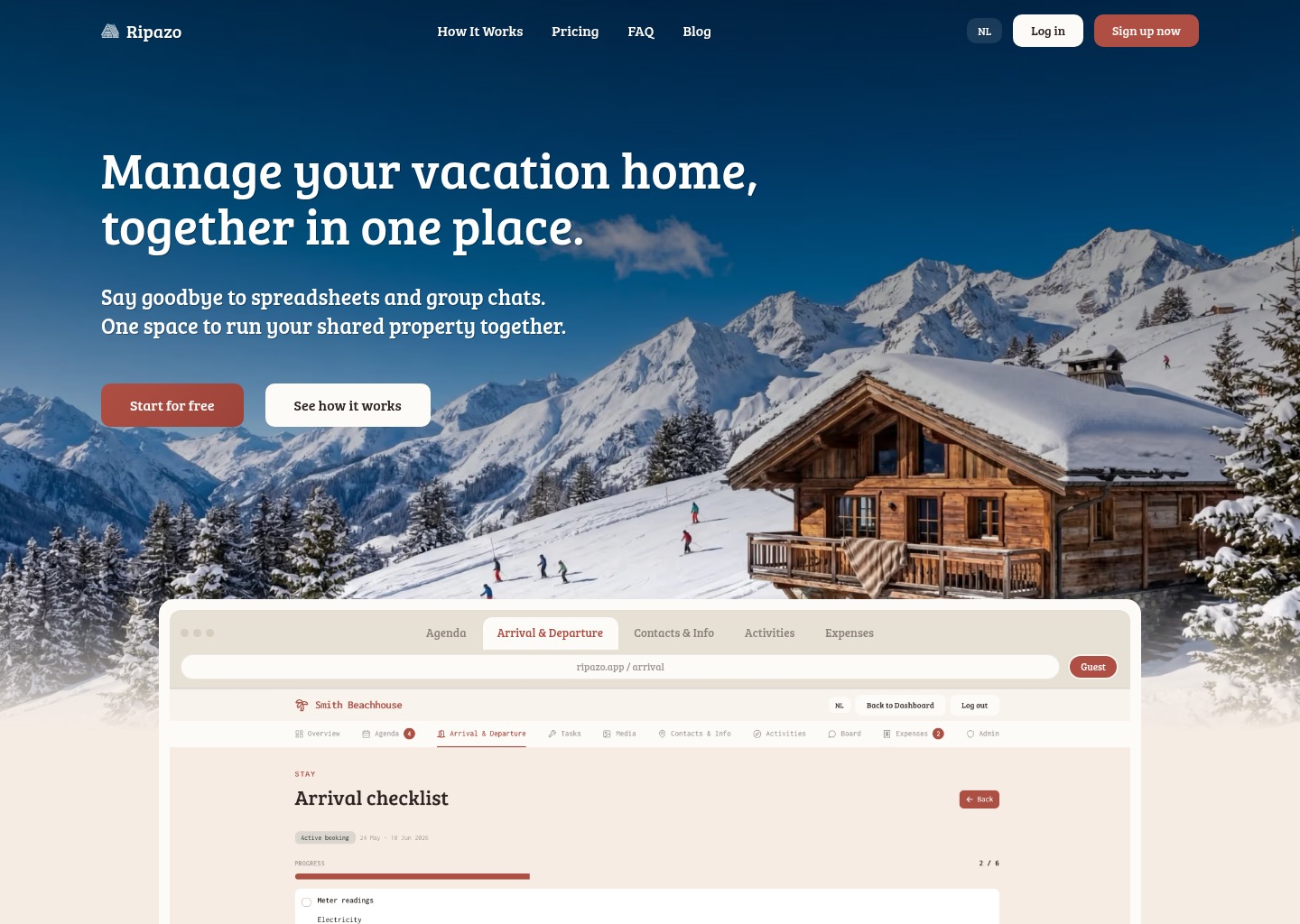 The private dashboard for a shared vacation home | Ripazo — website design on Landdding