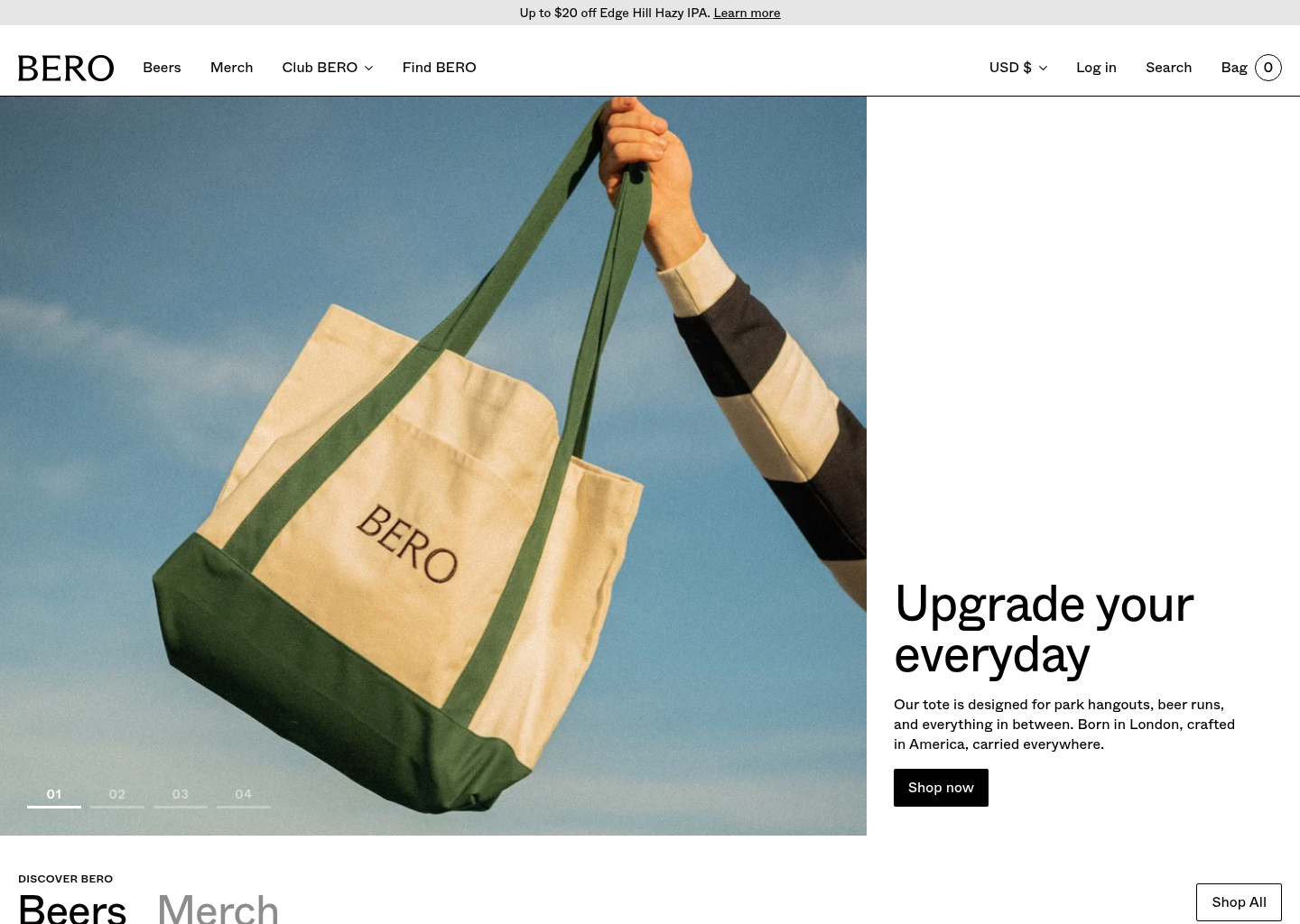 BERO | Premium non-alcoholic beer created by Tom Holland — website design on Landdding