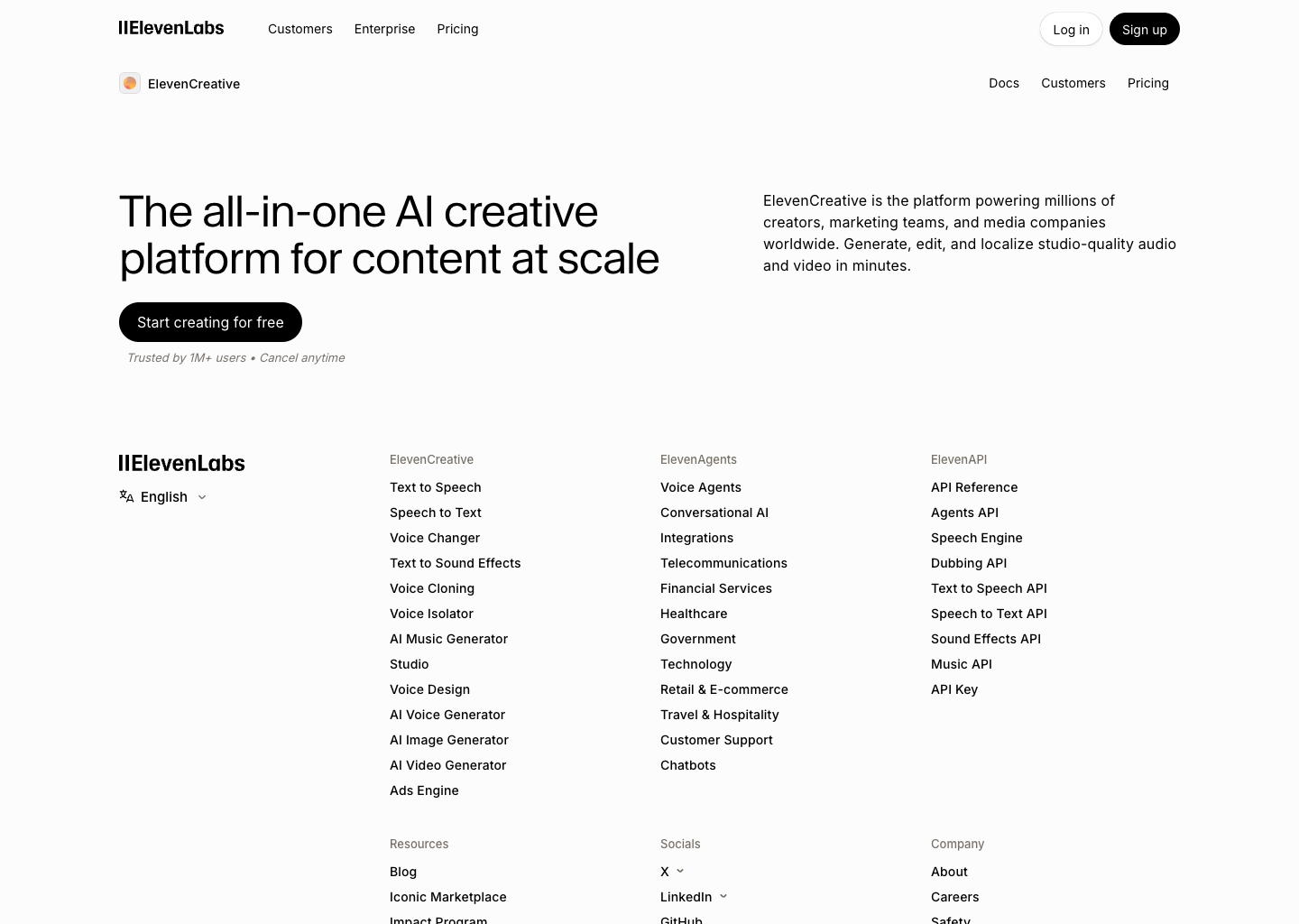 ElevenCreative - Creative platform to bring your content to life — website design on Landdding