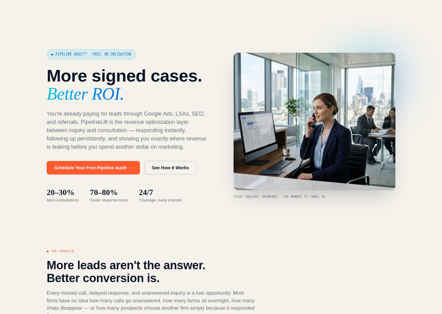 PipelineLift - AI Legal Intake Software for Law Firms — website design on Landdding