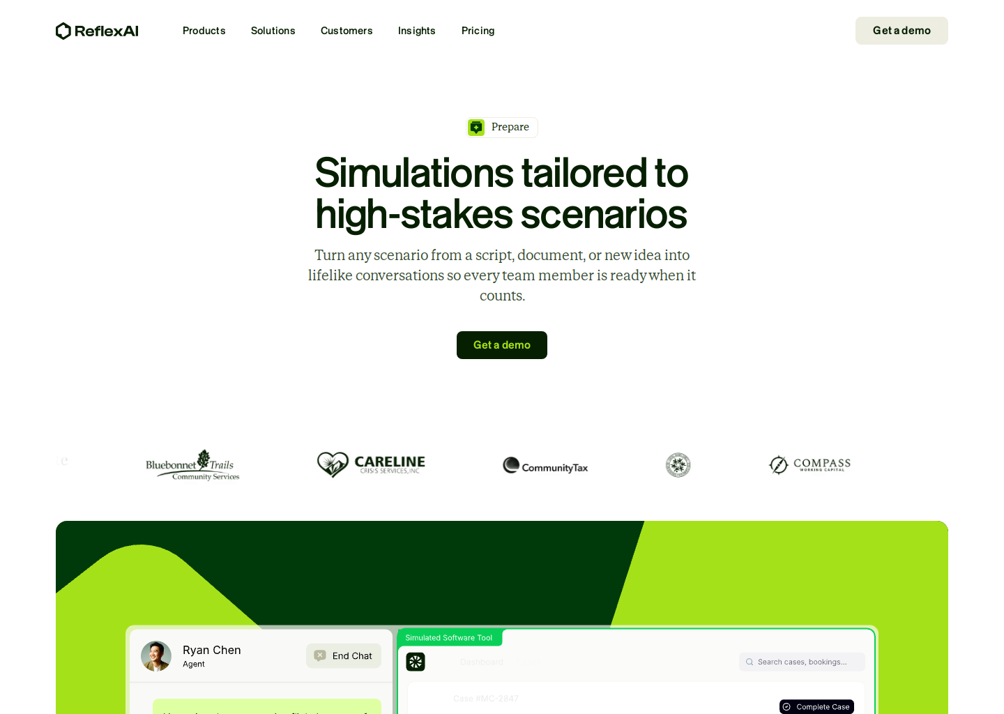 ReflexAI Prepare | AI Simulations for Contact Center Training