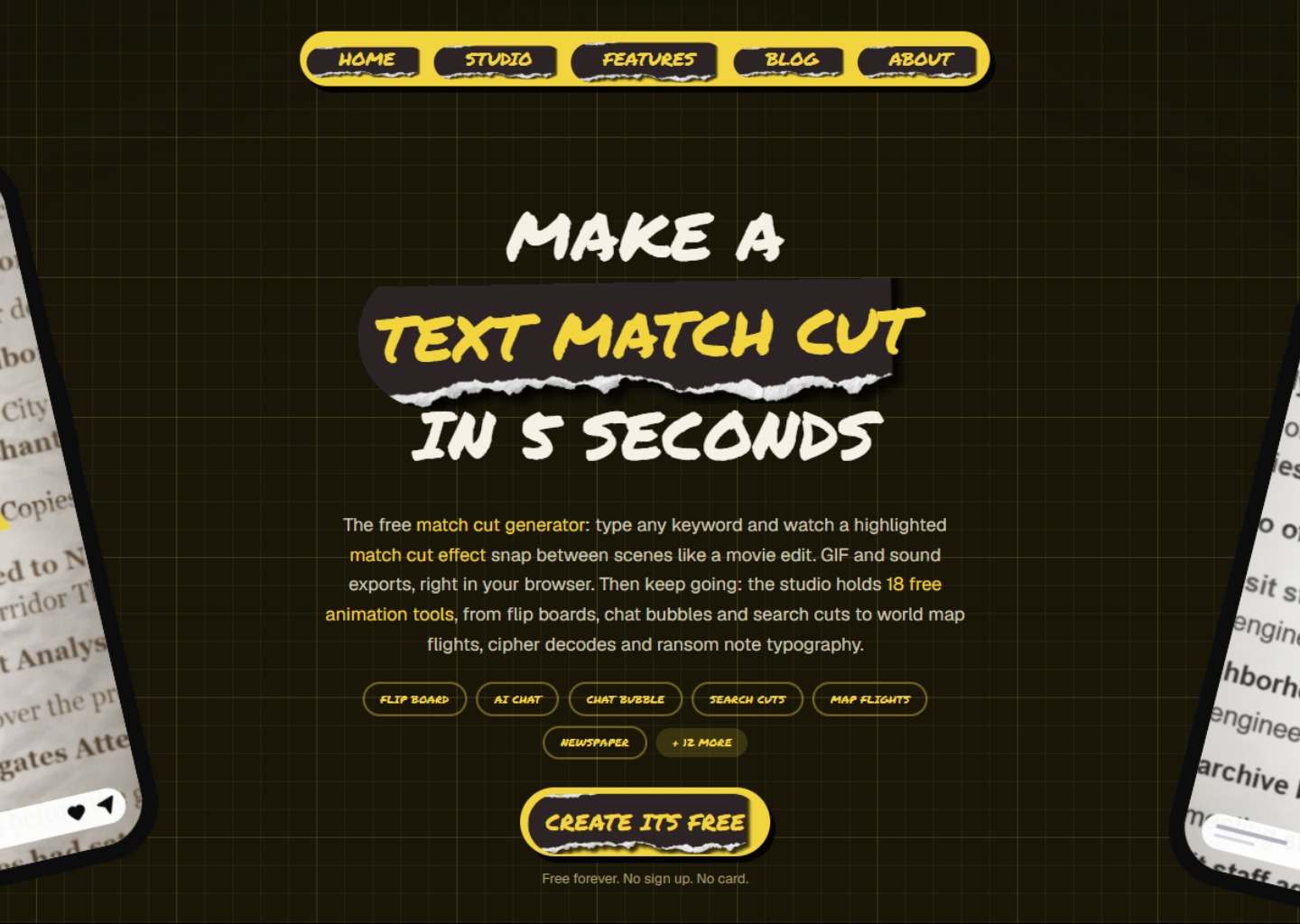 Text Match Cut Generator - Free Match Cut Maker | Paper Effects — website design on Landdding