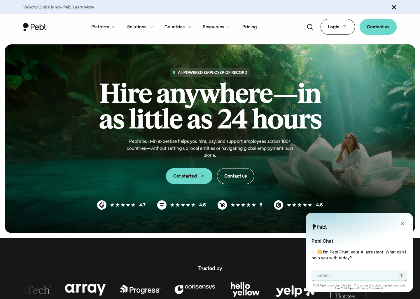Global HR Platform | Employer of Record | Pebl — website design on Landdding