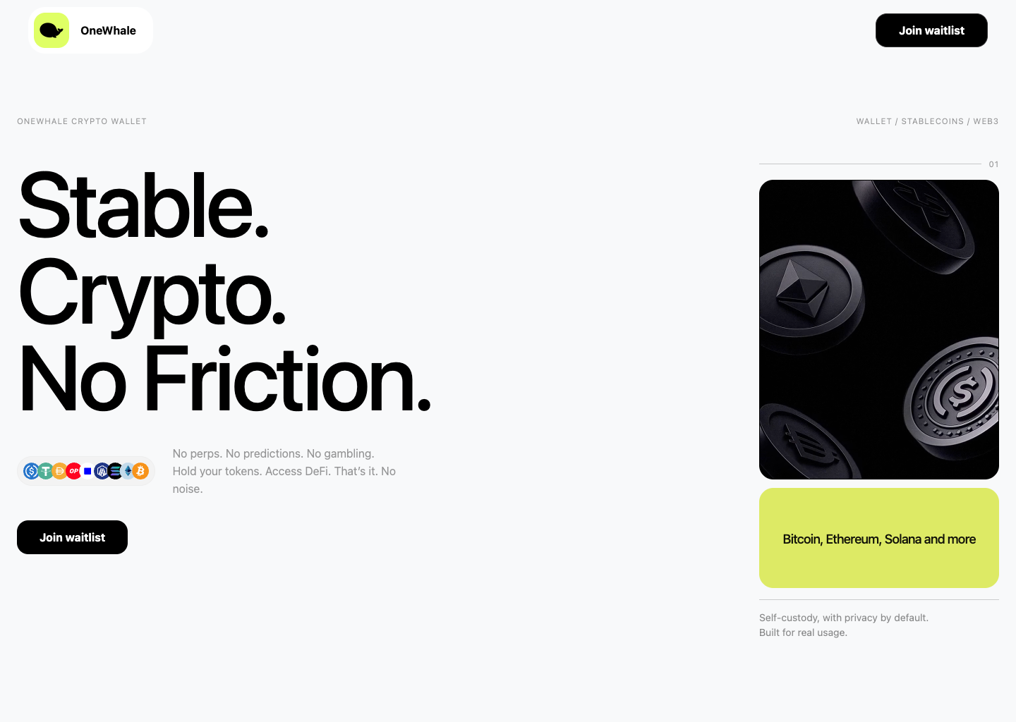OneWhale — Self-custody wallet built for real usage — website design on Landdding