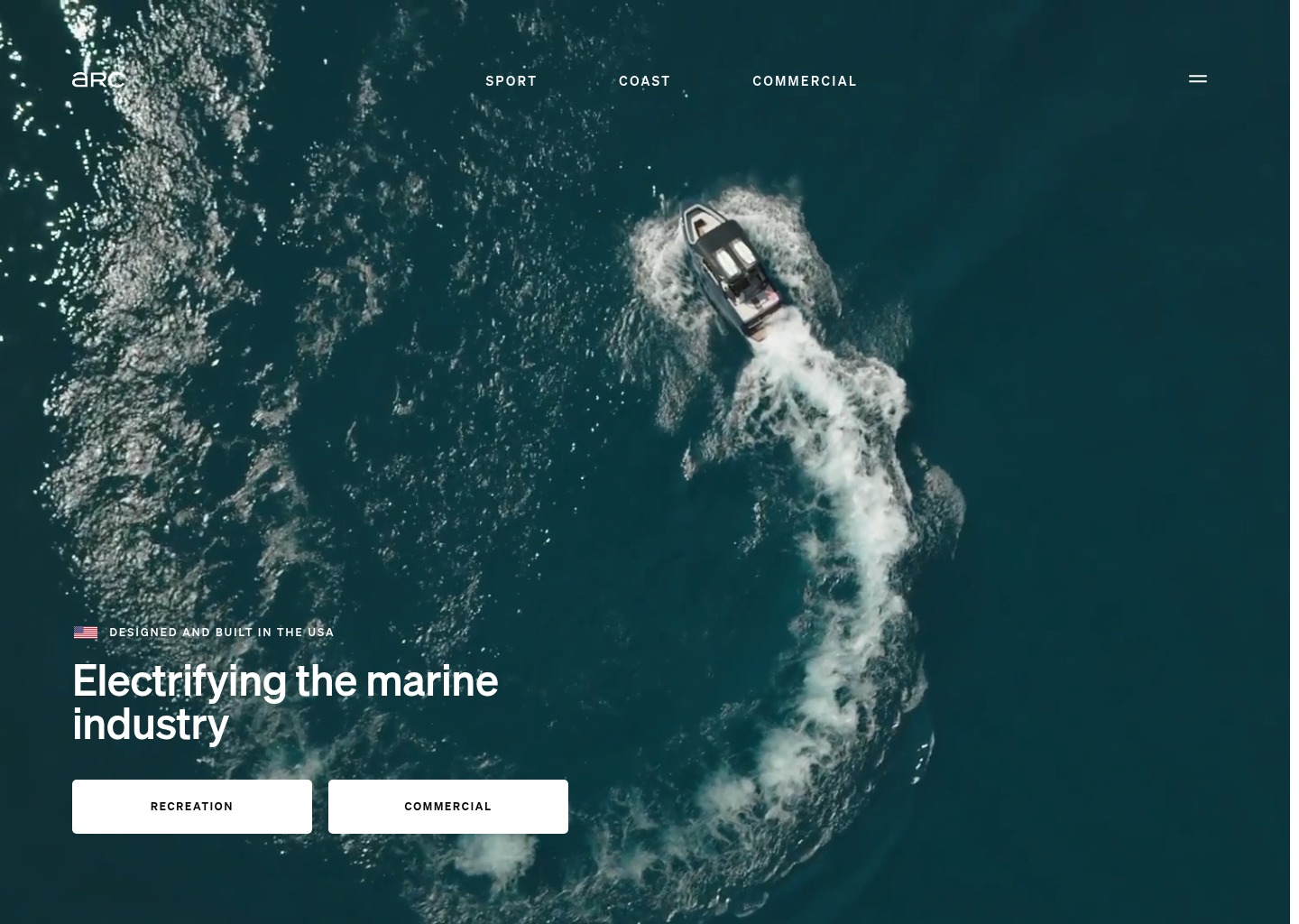 Arc - 100% Electric Boats — website design on Landdding