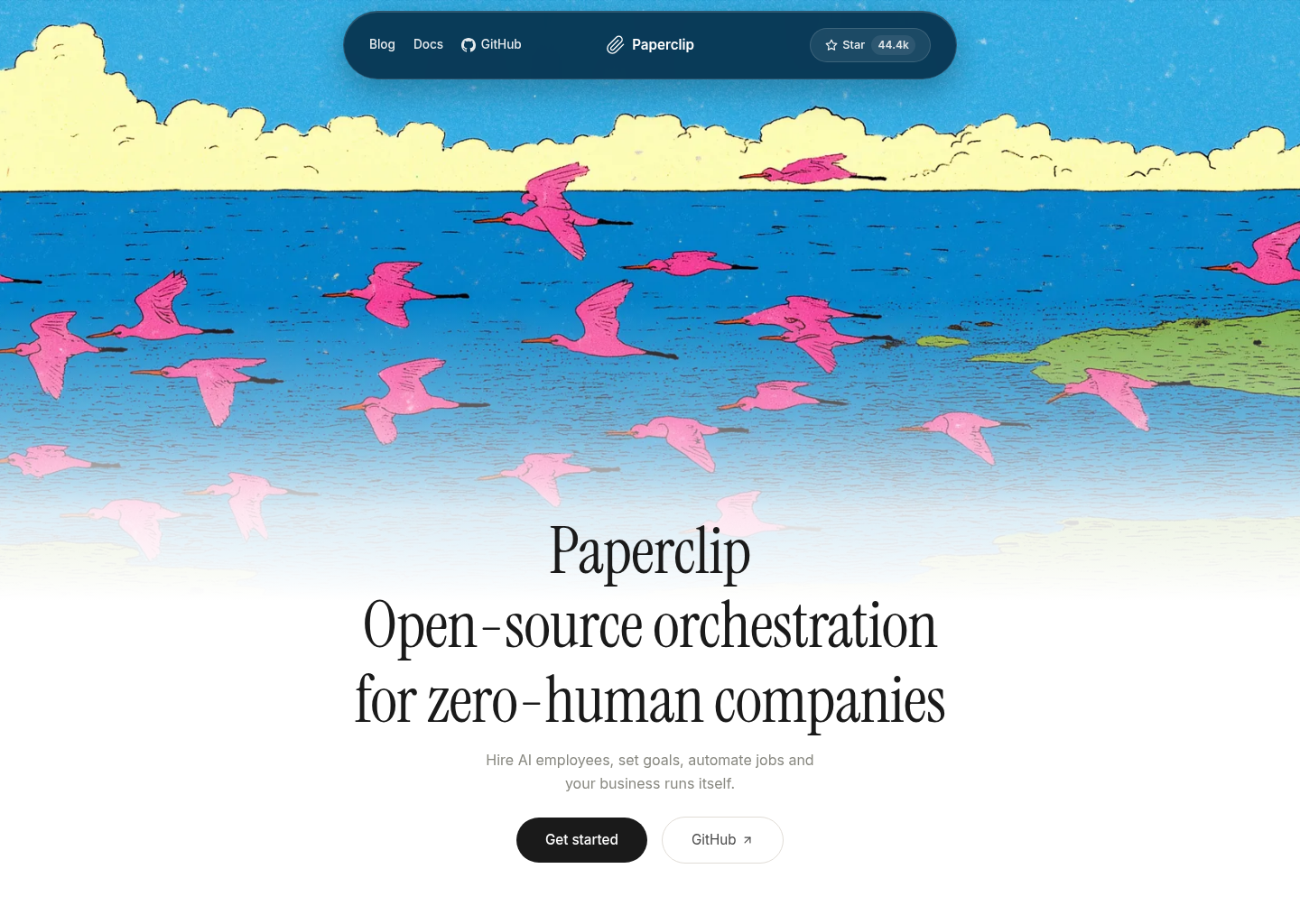 Paperclip — Open-source orchestration for zero-human companies — website design on Landdding