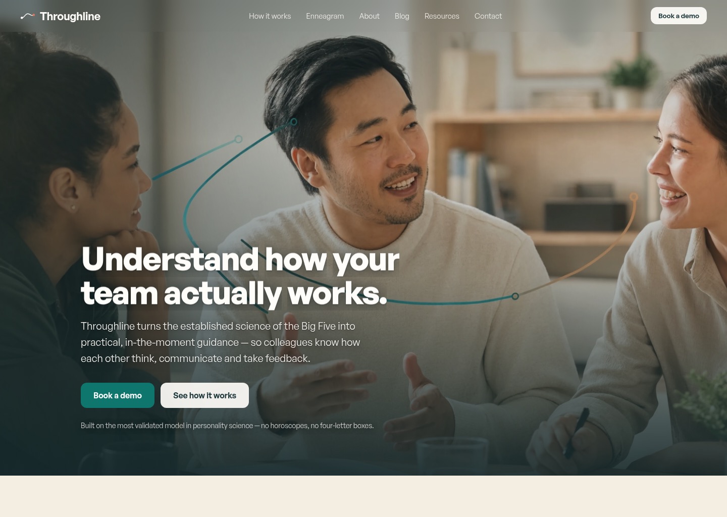 Throughline — Understand how your team actually works — website design on Landdding