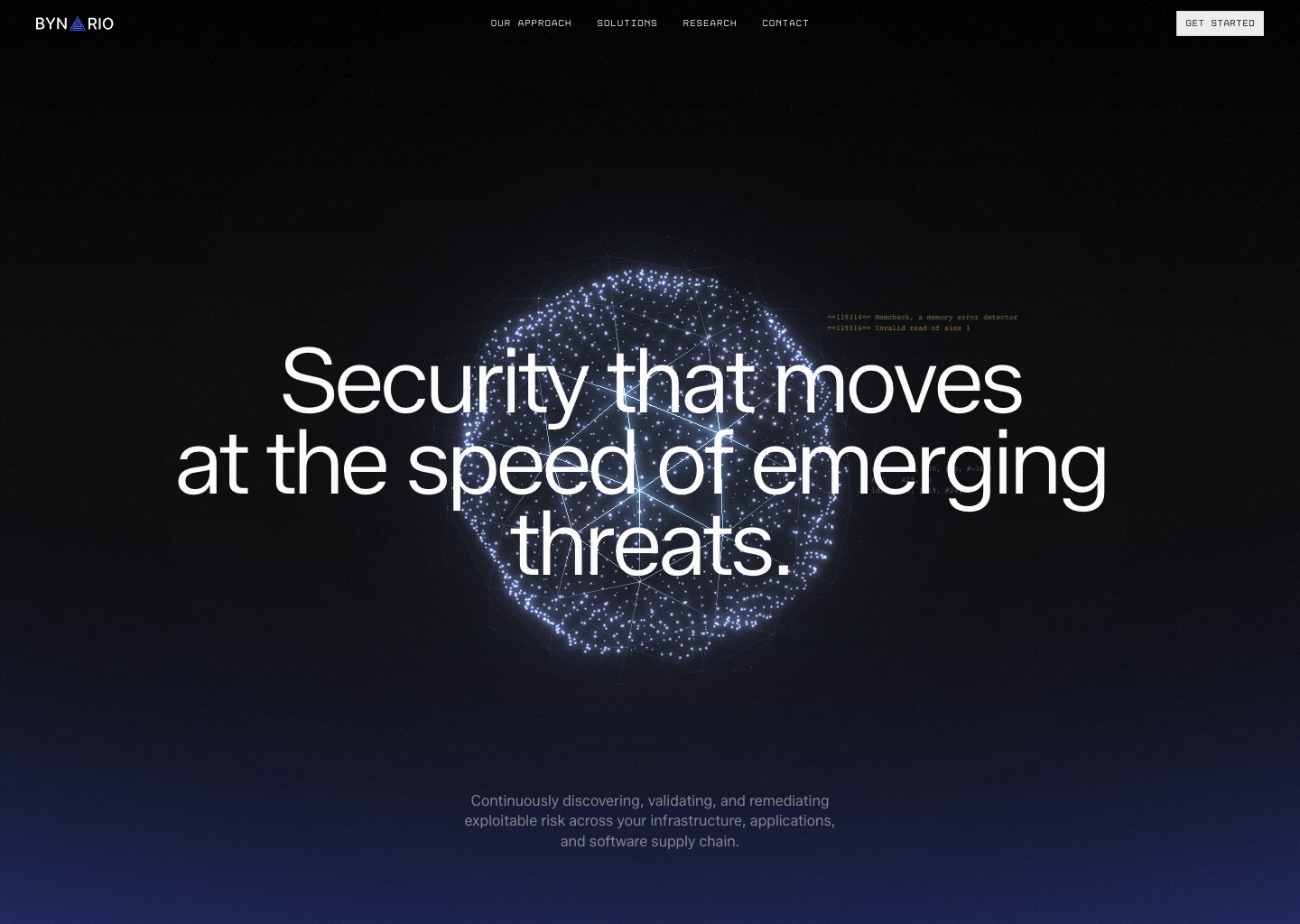 Bynario - Autonomous Vulnerability Detection & Remediation — website design on Landdding