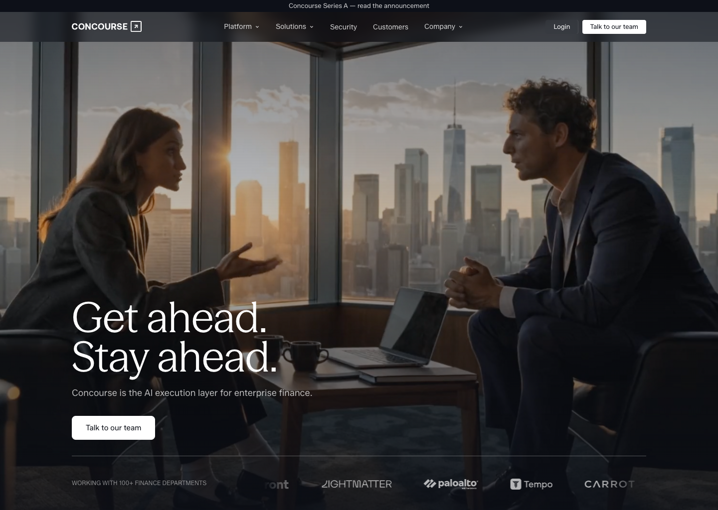 Concourse | AI transformation for finance. — website design on Landdding