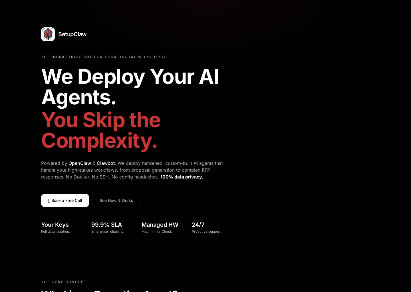 SetupClaw : The Infrastructure for Your Digital Workforce — website design on Landdding