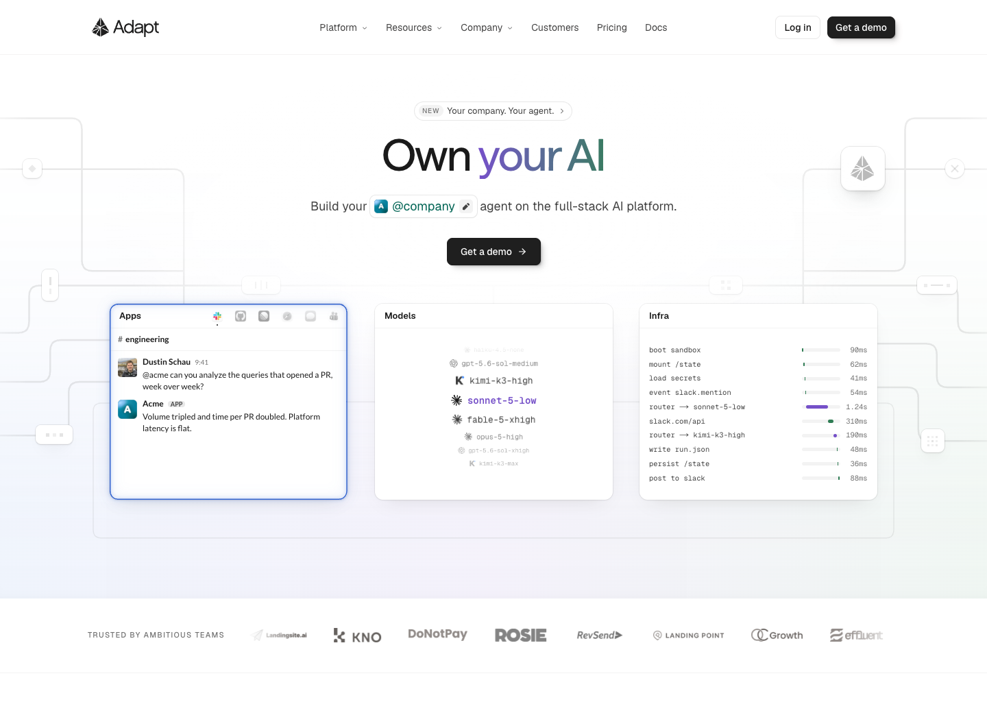 Own Your AI: Apps, Models, and Infrastructure | Adapt — website design on Landdding