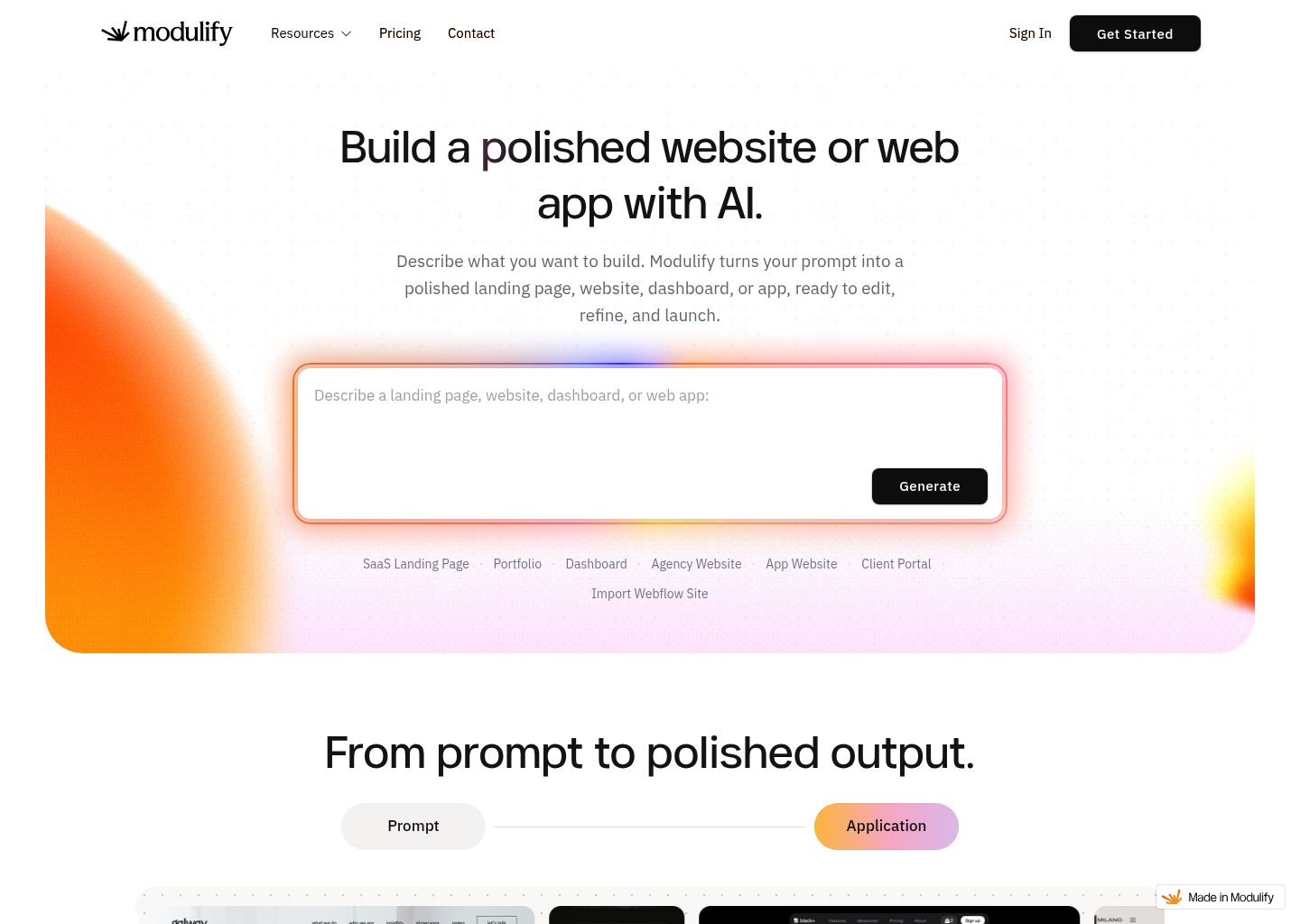 Modulify – Fastest AI Website Builder for Webflow — website design on Landdding