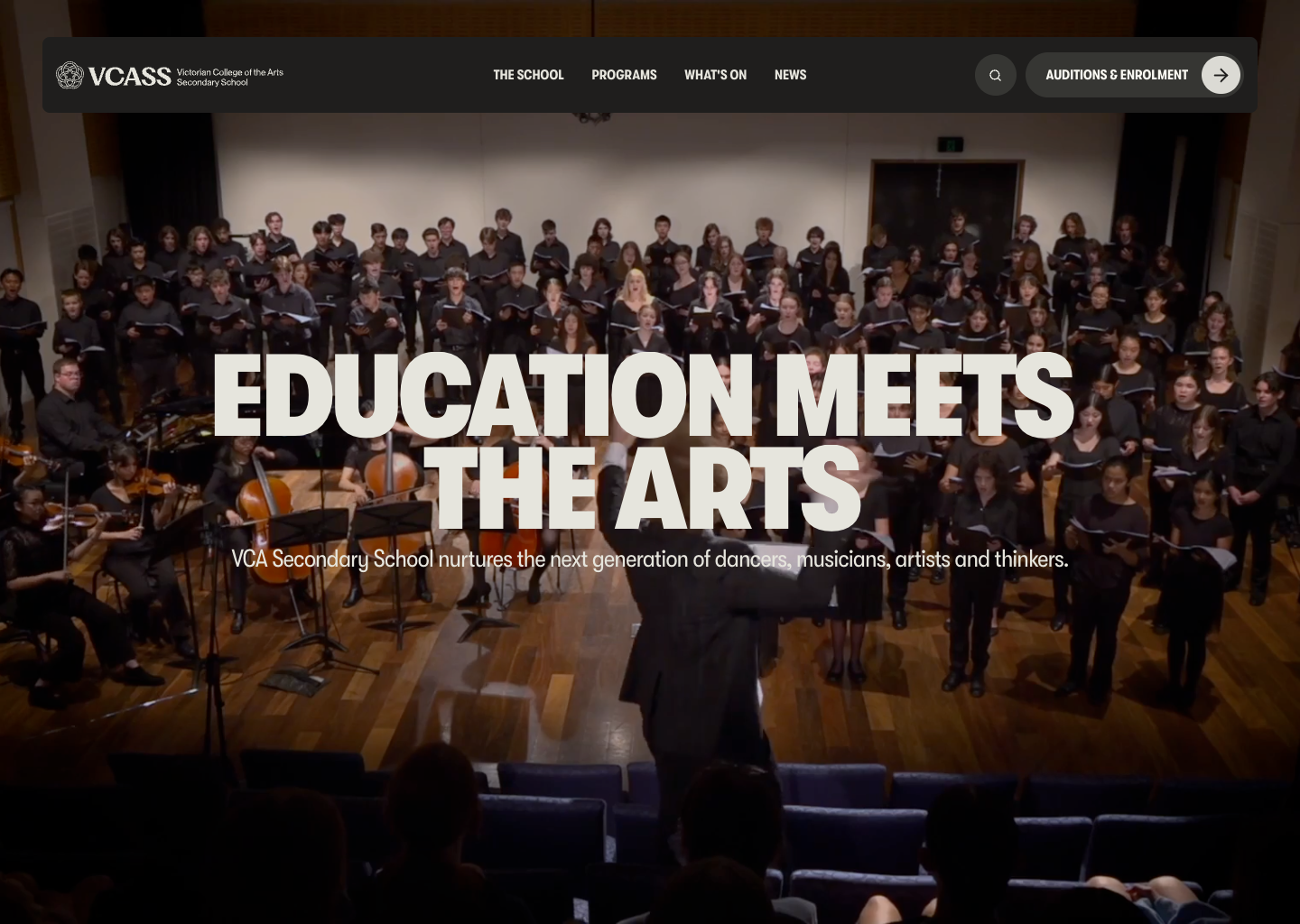 Victorian College of the Arts Secondary School | VCASS — website design on Landdding