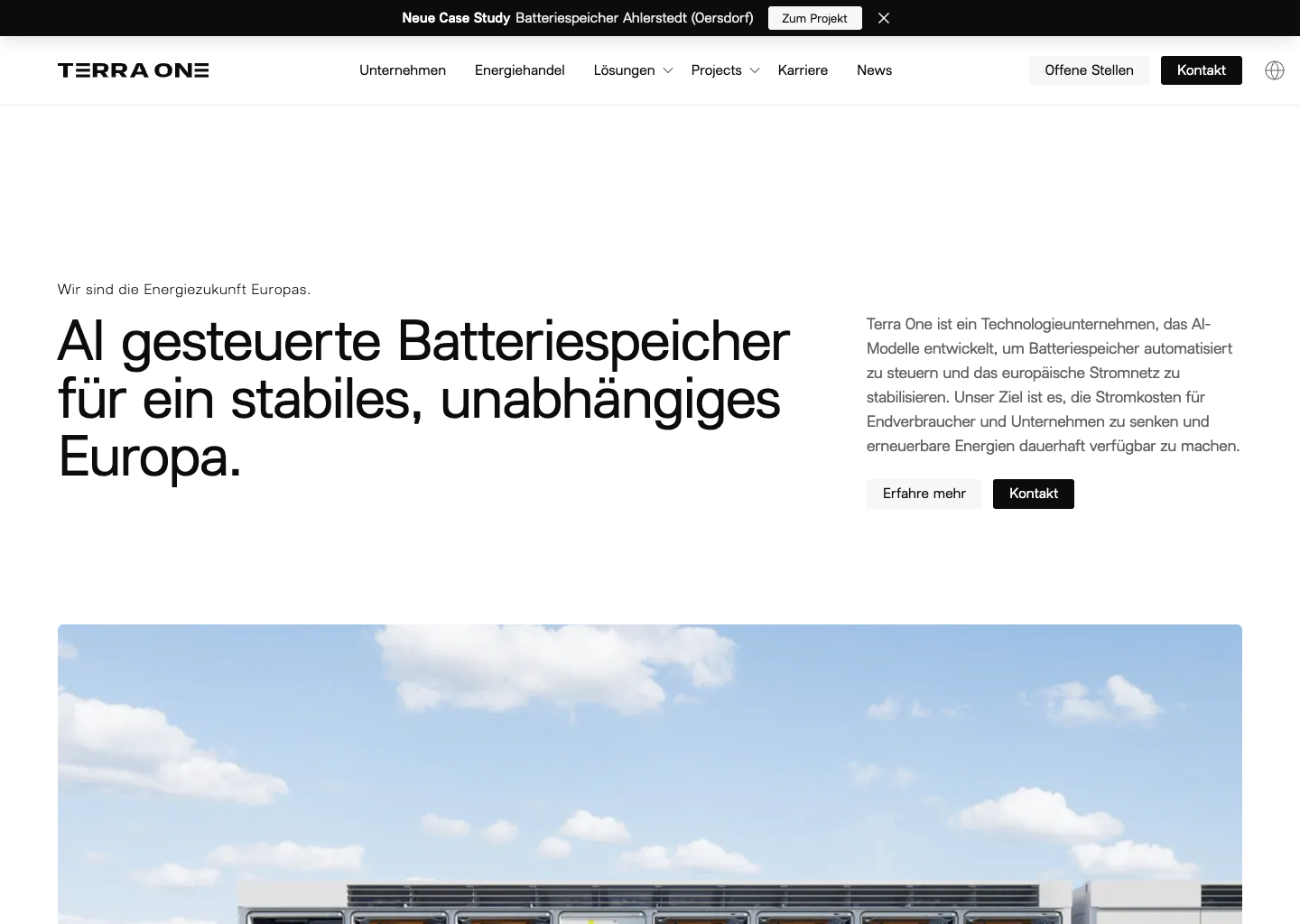Terra One – Innovative Batteriespeicherlösungen für eine nachhaltige Zukunft — website design on Landdding