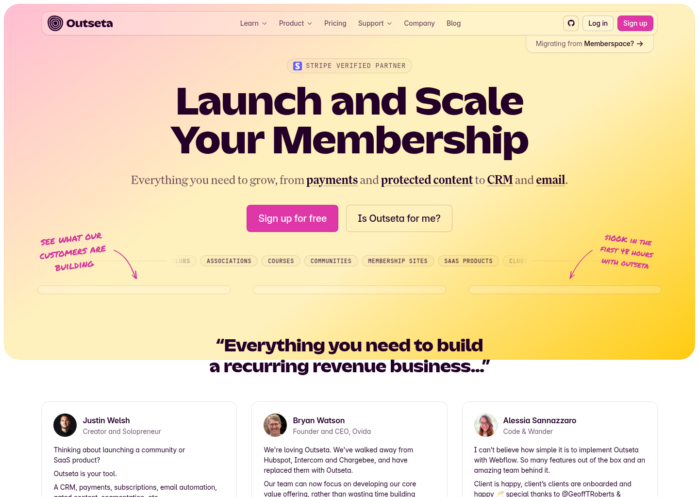 Outseta — website design on Landdding